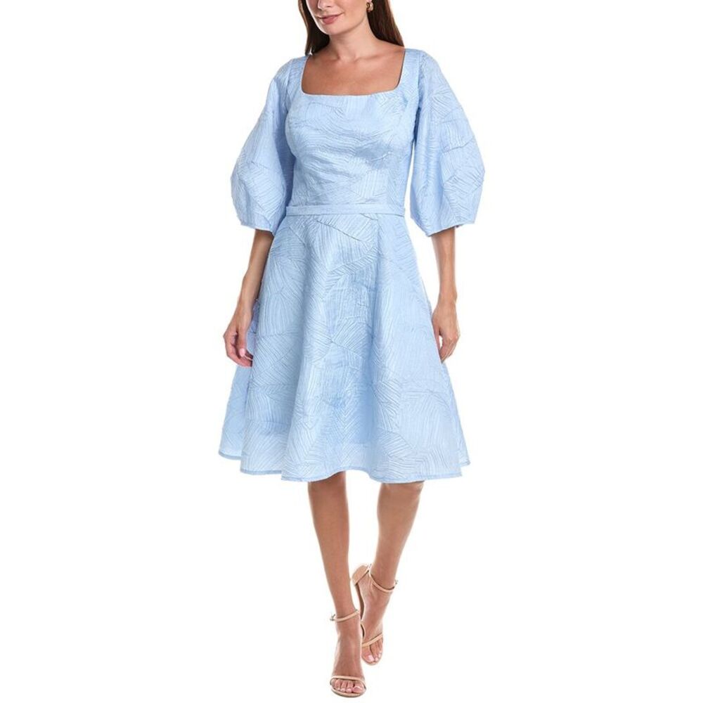 Rene Ruiz Womens  A-Line Textured Midi Dress, Blue